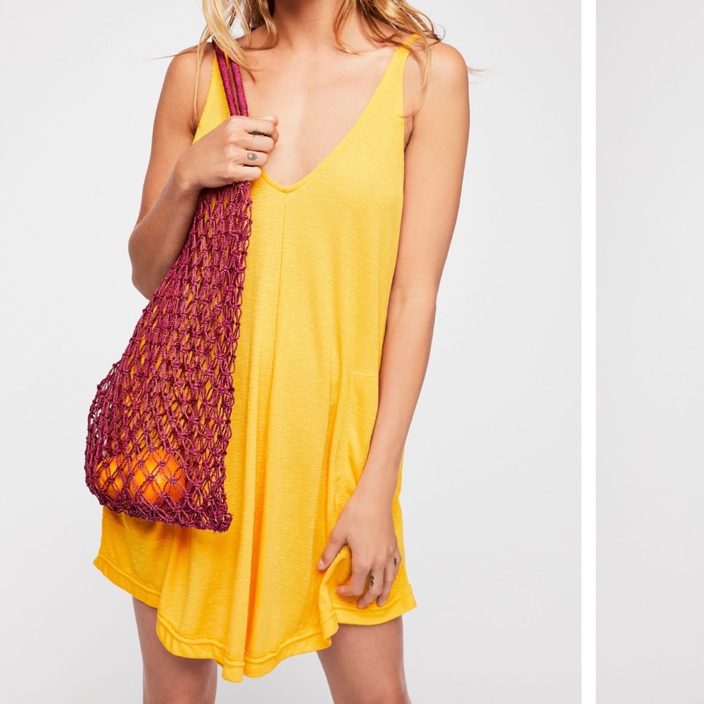 Free People Clovers Mini Dress Yellow w/ Pockets XS